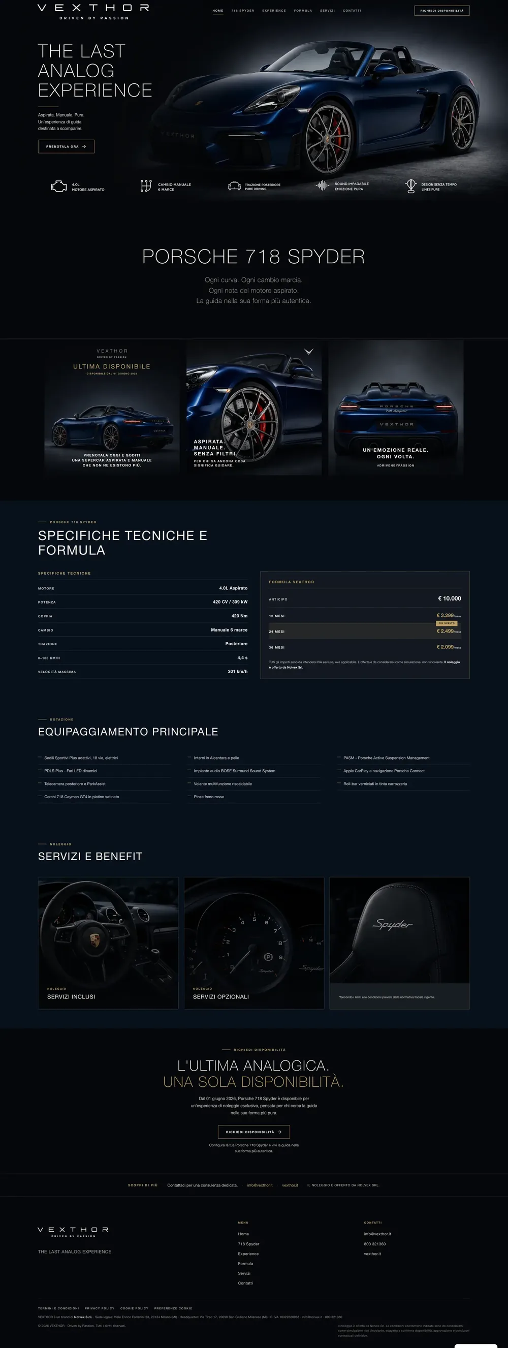 Vexthor, apertura della landing premium per luxury automotive